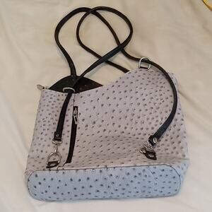 Borse in Pelle Women's Grey Pebble Over the Shoulder.  Made in Italy. Leather